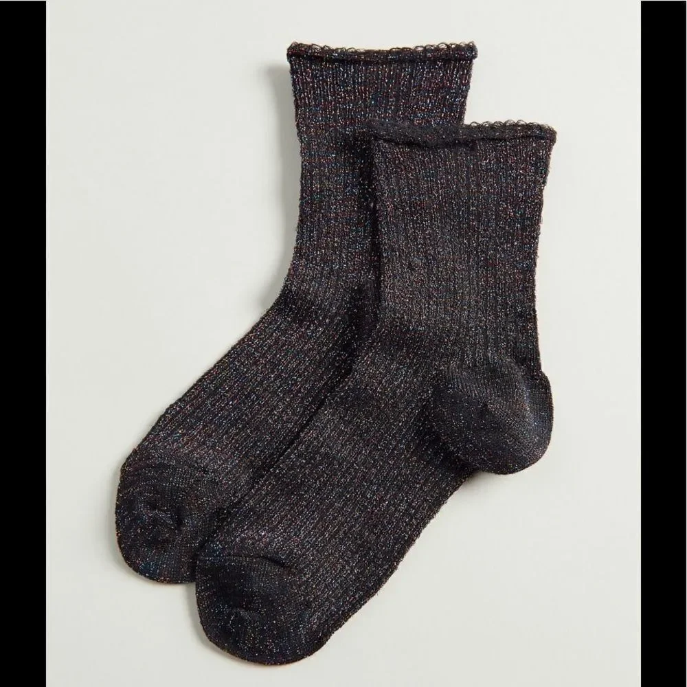 NEW Urban Outfitters UO Roll Top Glitter Crew Socks Set of 3